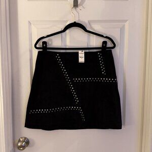 Express NWT Suede Mini Skirt Black with Silver Accents Size 12